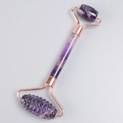 Rose Gold Sawtooth Face Roller & Gua Sha Set – Natural Jade Acupressure Tool