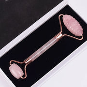 Rose Gold Sawtooth Face Roller & Gua Sha Set – Natural Jade Acupressure Tool
