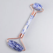Rose Gold Sawtooth Face Roller & Gua Sha Set – Natural Jade Acupressure Tool