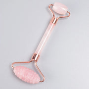 Rose Gold Sawtooth Face Roller & Gua Sha Set – Natural Jade Acupressure Tool