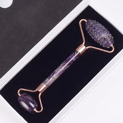 Rose Gold Sawtooth Face Roller & Gua Sha Set – Natural Jade Acupressure Tool