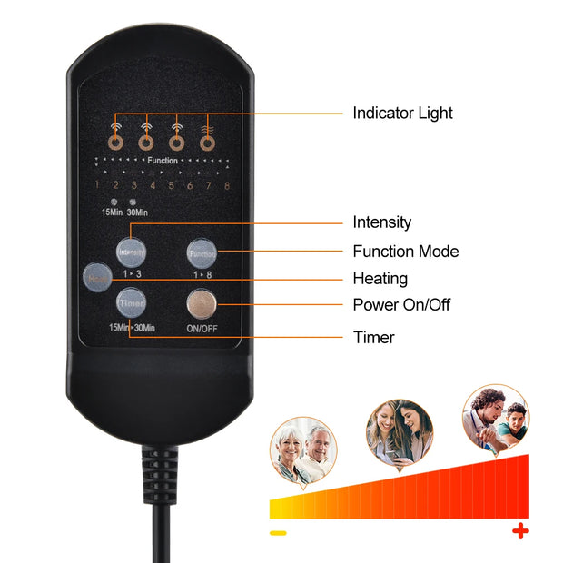 Electric Heating & Vibrating Massager Chair Pad